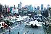 USS Intrepid with New York city skyline behind