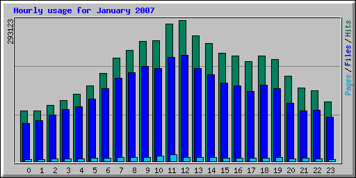 Hourly usage for January 2007