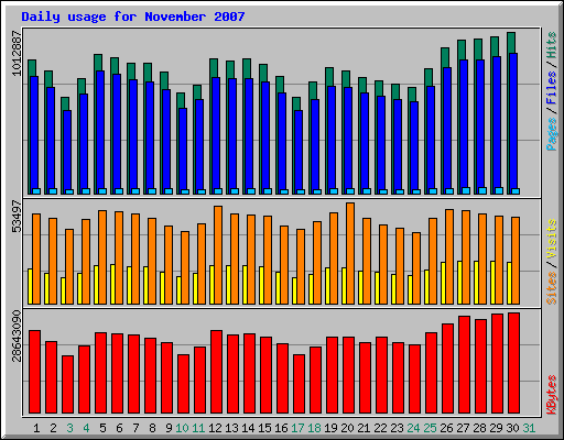 Daily usage for November 2007