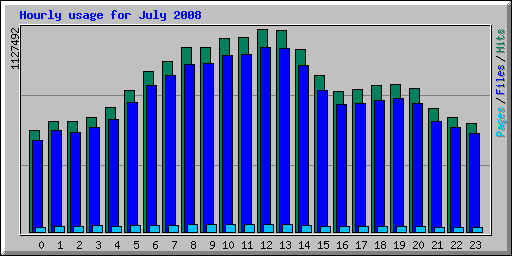 Hourly usage for July 2008