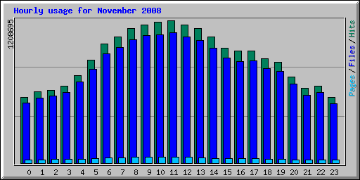 Hourly usage for November 2008