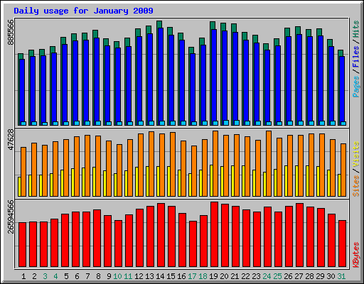 Daily usage for January 2009