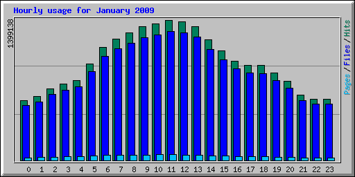 Hourly usage for January 2009