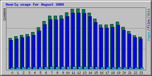 Hourly usage for August 2009