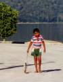 boy playing with hoop